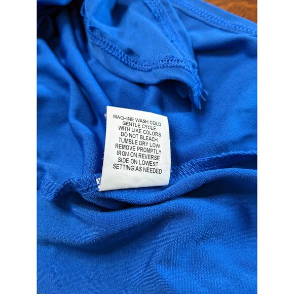 Notations Sleeveless Blouse Medium Blue Button Up V Neck Knot Front Piping Trim - Picture 7 of 10